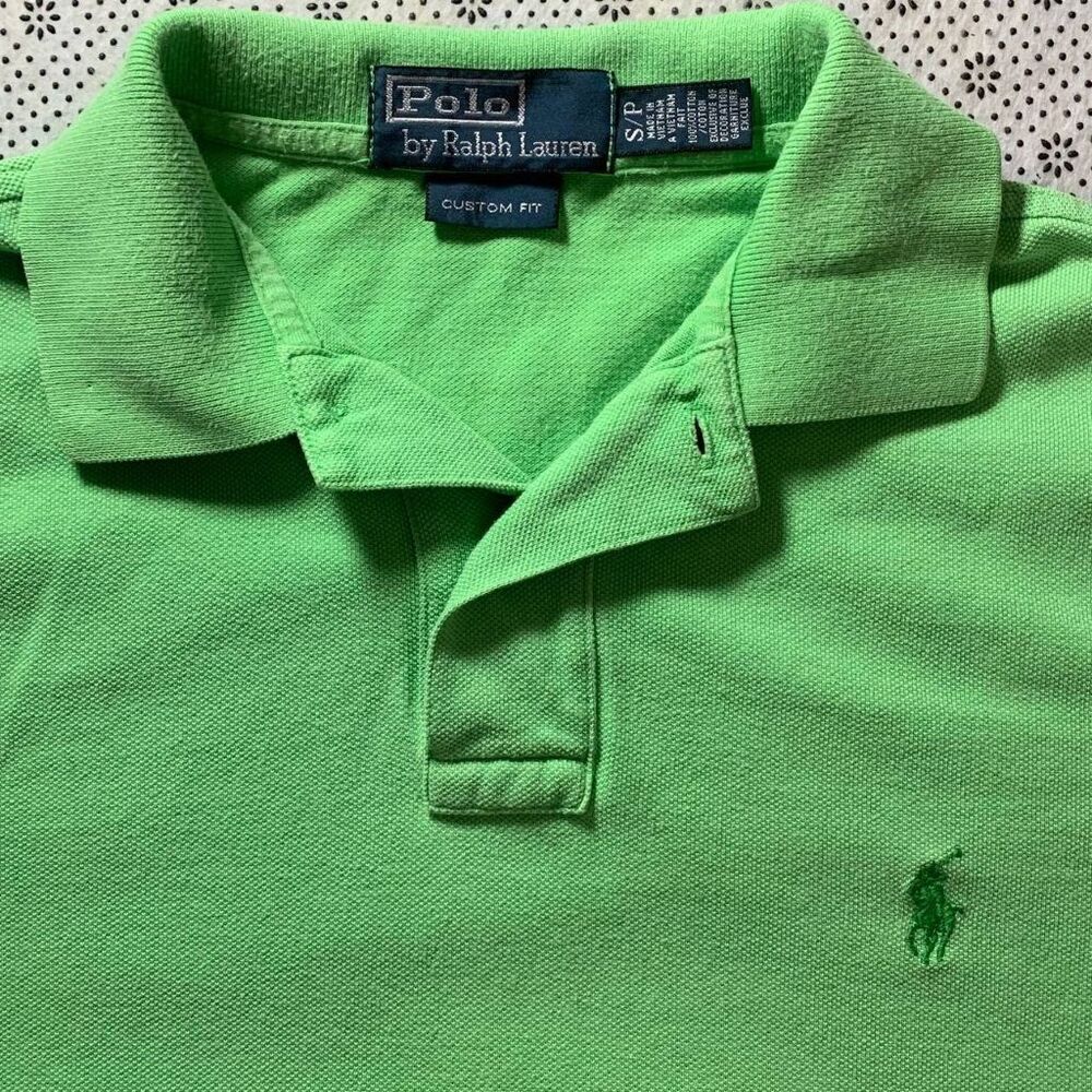 Polo Ralph Lauren Custom Fit Pique Polo Shirt Mens S Green 100% Cotton